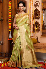 Load image into Gallery viewer, Profuse Green Organza Silk Saree With Felicitous Blouse Piece Bvipul