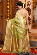 Load image into Gallery viewer, Profuse Green Organza Silk Saree With Felicitous Blouse Piece Bvipul