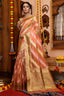 Prodigal Peach Organza Silk Saree With Denouement Blouse Piece Bvipul
