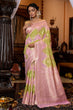 Load image into Gallery viewer, Incomparable Green Linen Cotton Silk Saree With Elaborate Blouse Piece Bvipul
