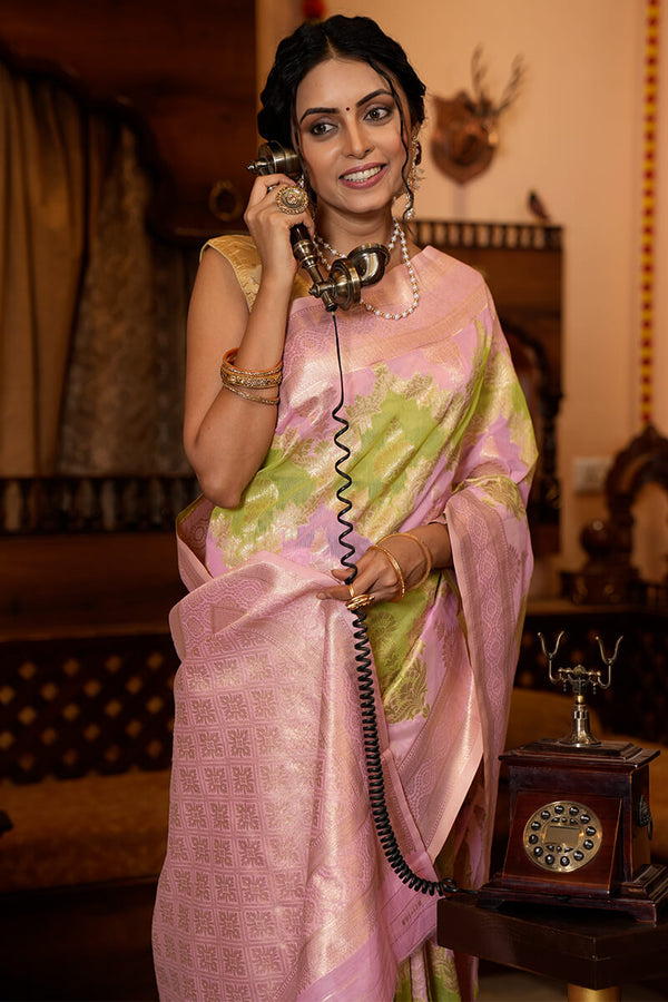 Incomparable Green Linen Cotton Silk Saree With Elaborate Blouse Piece Bvipul