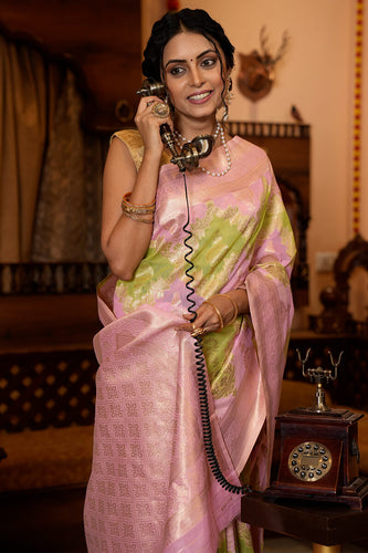 Incomparable Green Linen Cotton Silk Saree With Elaborate Blouse Piece Bvipul