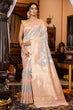 Load image into Gallery viewer, Glittering Grey Linen Cotton Silk Saree With Epiphany Blouse Piece Bvipul