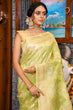 Load image into Gallery viewer, Trendy Mehndi Linen Cotton Silk Saree With Flattering Blouse Piece Bvipul