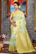 Load image into Gallery viewer, Sophisticated Sky Linen Cotton Silk Saree With Energetic Blouse Piece Bvipul