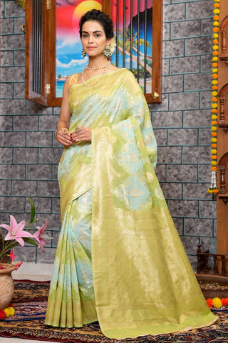 Sophisticated Sky Linen Cotton Silk Saree With Energetic Blouse Piece Bvipul