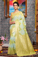 Load image into Gallery viewer, Sophisticated Sky Linen Cotton Silk Saree With Energetic Blouse Piece Bvipul