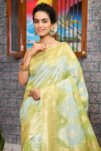 Load image into Gallery viewer, Sophisticated Sky Linen Cotton Silk Saree With Energetic Blouse Piece Bvipul