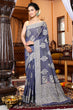 Load image into Gallery viewer, Wonderful Grey Linen Silk Saree With Gorgeous Blouse Piece Bvipul