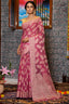 Skinny Dark Pink Linen Silk Saree With Capricious Blouse Piece Bvipul