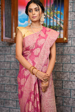 Load image into Gallery viewer, Skinny Dark Pink Linen Silk Saree With Capricious Blouse Piece Bvipul