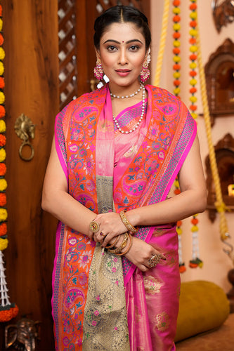 Invaluable Pink Soft Banarasi Silk Saree With Lagniappe Blouse Piece Bvipul
