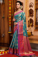 Load image into Gallery viewer, Staring Rama Soft Banarasi Silk Saree With Palimpsest Blouse Piece Bvipul