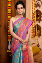 Load image into Gallery viewer, Staring Rama Soft Banarasi Silk Saree With Palimpsest Blouse Piece Bvipul