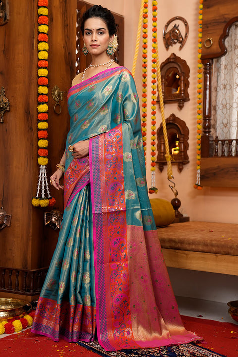 Staring Rama Soft Banarasi Silk Saree With Palimpsest Blouse Piece Bvipul Main image