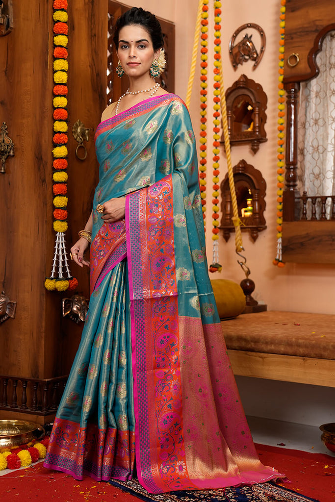 Staring Rama Soft Banarasi Silk Saree With Palimpsest Blouse Piece Bvipul