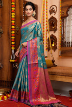 Load image into Gallery viewer, Staring Rama Soft Banarasi Silk Saree With Palimpsest Blouse Piece Bvipul