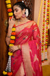 Load image into Gallery viewer, Eye-catching Dark Pink Organza Silk Saree With Beautiful Blouse Piece Bvipul