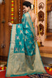 Load image into Gallery viewer, Girlish Firozi Organza Silk Saree With Demanding Blouse Piece Bvipul
