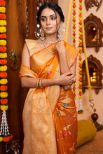 Load image into Gallery viewer, Impressive Orange Organza Silk Saree With Lassitude Blouse Piece Bvipul