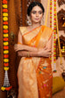 Load image into Gallery viewer, Impressive Orange Organza Silk Saree With Lassitude Blouse Piece Bvipul