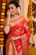 Load image into Gallery viewer, Blooming Red Organza Silk Saree With Conflate Blouse Piece Bvipul