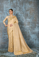 Load image into Gallery viewer, Marvellous Beige Kanjivaram Silk Saree With Snappy Blouse Piece Bvipul