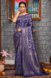 Load image into Gallery viewer, Breathtaking Navy Blue Kanjivaram Silk Saree With Adorable Blouse Piece Bvipul