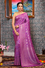 Load image into Gallery viewer, Captivating Purple Kanjivaram Silk Saree With Ravishing Blouse Piece Bvipul
