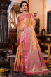 Load image into Gallery viewer, Flamboyant Orange Organza Silk Saree With Magnetic Blouse Piece Bvipul