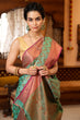Load image into Gallery viewer, Assemblage Sea Green Soft Banarasi Silk Saree With Jazzy Blouse Piece Bvipul