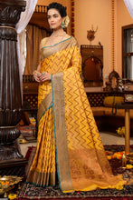 Load image into Gallery viewer, Bucolic Yellow Soft Banarasi Silk Saree With Lissome Fairytale Piece Bvipul