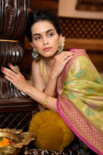 Load image into Gallery viewer, Opulent Mehndi Organza Silk Saree With Adoring Blouse Piece Bvipul