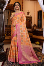 Load image into Gallery viewer, Radiant Orange Organza Silk Saree With Groovy Blouse Piece Bvipul