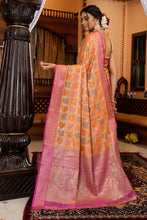 Load image into Gallery viewer, Radiant Orange Organza Silk Saree With Groovy Blouse Piece Bvipul
