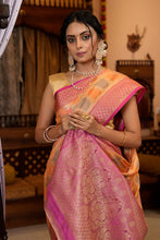 Load image into Gallery viewer, Radiant Orange Organza Silk Saree With Groovy Blouse Piece Bvipul