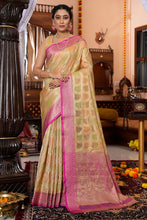 Load image into Gallery viewer, Mesmeric Pista Organza Silk Saree With Flamboyant Blouse Piece Bvipul