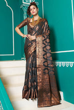 Load image into Gallery viewer, extravagant Black Soft Banarasi Silk Saree With Murmurous Blouse Piece Bvipul