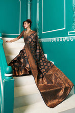 Load image into Gallery viewer, extravagant Black Soft Banarasi Silk Saree With Murmurous Blouse Piece Bvipul