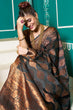 Load image into Gallery viewer, extravagant Black Soft Banarasi Silk Saree With Murmurous Blouse Piece Bvipul