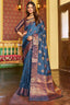 Assemblage Navy Blue Soft Banarasi Silk Saree With Beleaguer Blouse Piece Bvipul