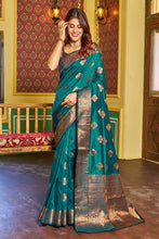 Load image into Gallery viewer, Dalliance Rama Soft Banarasi Silk Saree With Ebullience Blouse Piece Bvipul