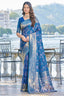 Beautiful Blue Kanjivaram Silk Saree With Entrancing Blouse Piece Bvipul