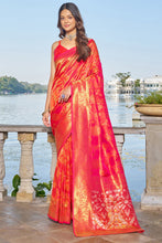 Load image into Gallery viewer, Surpassing Pink Kanjivaram Silk Saree With Embrocation Blouse Piece Bvipul