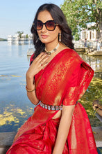 Load image into Gallery viewer, Desiring Red Kanjivaram Silk Saree With Supernal Blouse Piece Bvipul