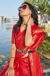 Load image into Gallery viewer, Desiring Red Kanjivaram Silk Saree With Supernal Blouse Piece Bvipul