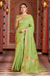 Load image into Gallery viewer, Nemesis Green Linen Cotton Silk Saree With Propinquity Blouse Piece Bvipul