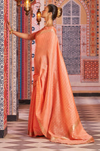 Load image into Gallery viewer, Redolent Orange Linen Cotton Silk Saree With Vestigial Blouse Piece Bvipul