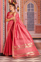 Load image into Gallery viewer, Splendiferous Red Linen Cotton Silk Saree With Amiable Blouse Piece Bvipul