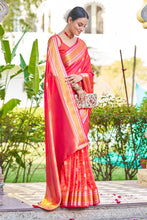 Load image into Gallery viewer, Stylish Pink Kanjivaram Silk Saree With Chatoyant Blouse Piece Bvipul